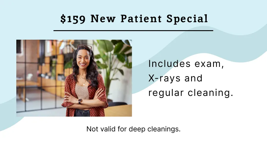 New Patient Special - $159 for Exam, X-Rays, and Regular Cleaning